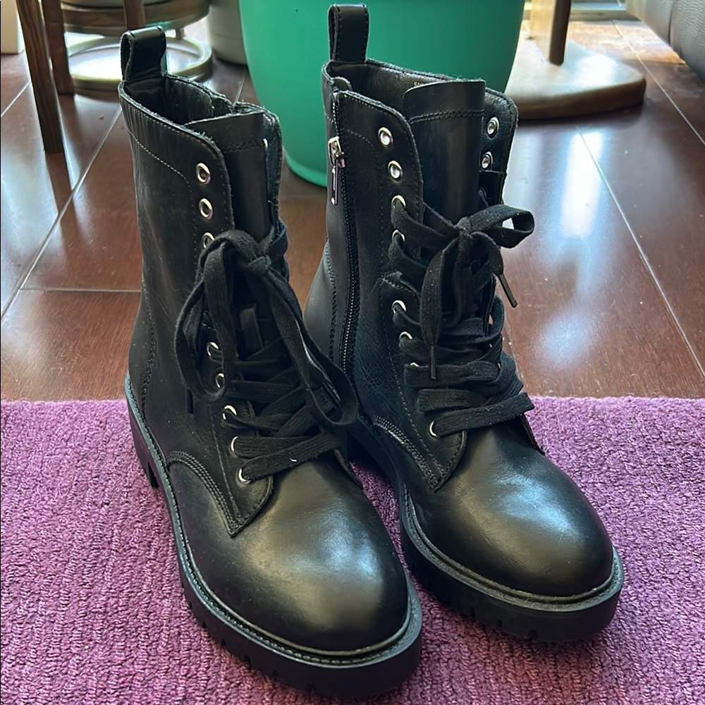 Steve Madden Black Combat Boots with Rugged Style